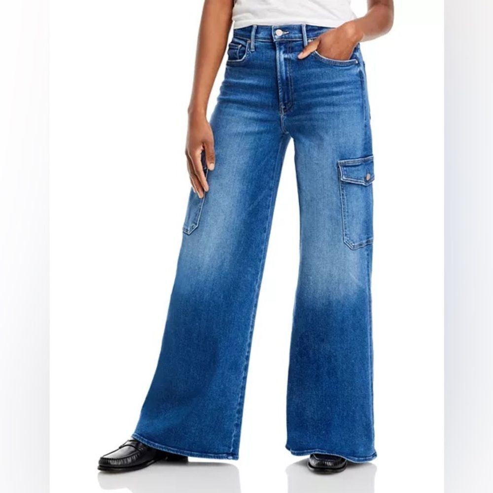MOTHER The Undercover Cargo High Rise Wide Leg Jeans in Opposites Attract Size29
